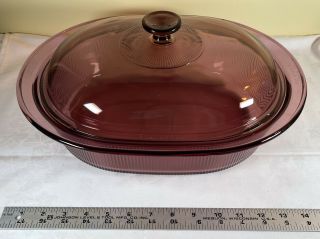 Corning Pyrex Visions 4 Qt.  Oval Covered Casserole Dish W/lid Roaster Cranberry