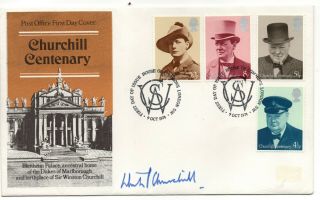 Gb 1974 Winston Churchill Fdc House Of Commons Pmk Signed Grandson Ws23670