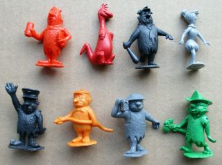Marx The Flintstones Plastic Figures Set Of 8 Fred Wilma Dino