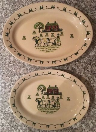 Vintage Pair Poppytrail Metlox Homestead Provincial Oval Platters Usa