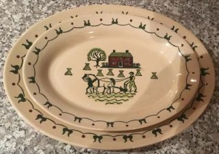 Vintage Pair Poppytrail Metlox Homestead Provincial Oval Platters USA 3