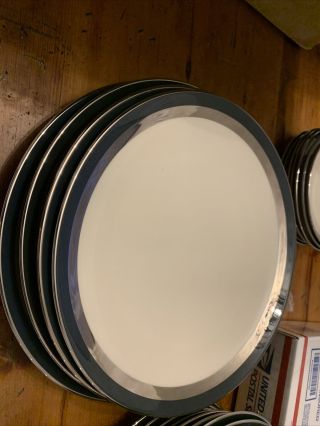 Flintridge Gorham Contessa Black " Platinum Trim Set Of 4 Dinner Plates 10 3/4 "