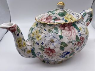 Arthur Wood & Son Staffordshire Floral Porcelain Teapot Made In England 6706