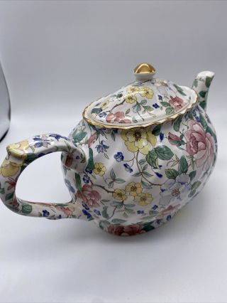 Arthur Wood & Son STAFFORDSHIRE Floral Porcelain Teapot Made in England 6706 3