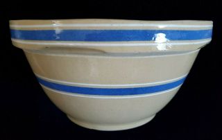 Blue Banded Oven Ware Yellow Ware Mixing Bowl 11