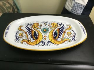 Raffaellesco Ceramica Nova Deruta Italy Pottery Oval Serving Platter - Dragons