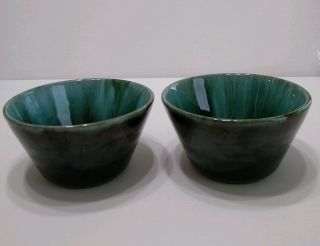 Vintage Blue Mountain Pottery Set Of 2 Bowls Blue Green Drip Glaze Canada
