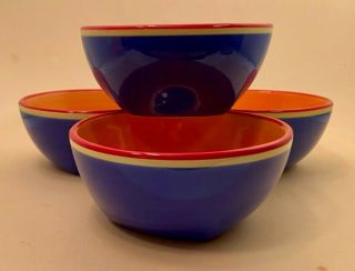 Set Of 4 Brilliant Dansk Brilliant Multi - Color Hand - Painted 6 " Soup - Cereal Bowls