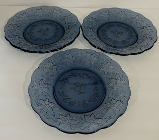 Princess House Fantasia Blue Sapphire Luncheon Plate 8 " Across Lunch Set Of 3