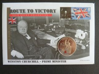 Gb.  World War 2.  Coin Cover.  Route To Victory.  Winston Churchill.  Prime Minister