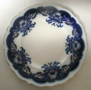 Antique Johnson Bros England 9 " Oregon Flow Blue And Gilt Plate Early 1900s