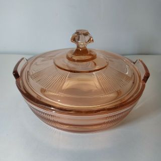 Vintage Heisey Pink Depression Glass Powder Jar Candy Dish W/ Lid