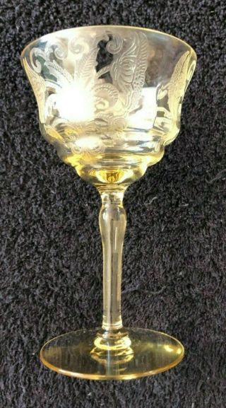 Lotus Bellflower On West Virginia Glass Specialty Small Cocktail 4.  5 " - Yellow