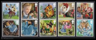 2015 Gb Alice In Wonderland Sg3658 - 3667 Stamp Set Um Mnh