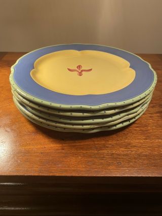 5 Dinner Plates Pistoulet Blue By Pfaltzgraff Stoneware,  Multicolor Multimotif