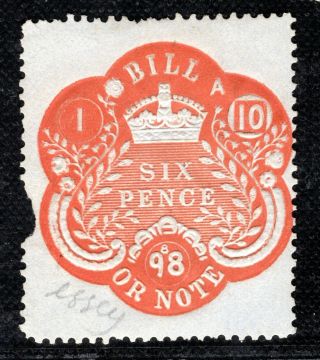 Gb Qv Revenue Stamp Essay 6d Bill Or Note 1898 Mm Gwhite29