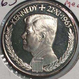 1963 John F Kennedy Medal.  999 Silver From Germany