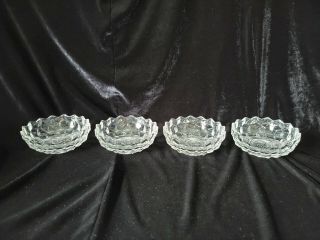 Fostoria American Bowls X4 Small 4” Nappy No Handle Clear Glass Berry Cubes 2056