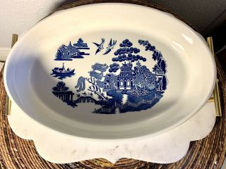 Blue Willow By Johnson Brothers 12 " Oval Baking Or Casserole Dish