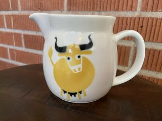 Vintage Arabia Finland Yellow Cow Cream Pitcher 4.  25 Inches Milk Jug Kitsch