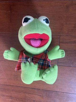 Vintage 1987 Baby Kermit The Frog 7 " Plush Christmas Henson Muppet