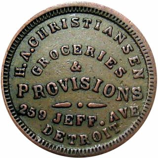1863 Detroit Michigan Civil War Token H A Christiansen