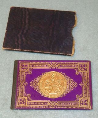 1876 Centennial Accordion - Style View Book W/ Slipcase & Paper Medal On Cover