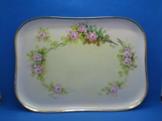 Vintage B&c Limoges France Hand Painted Floral Dresser Vanity Tray