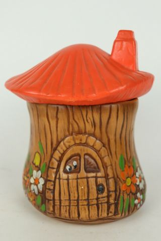 Vintage California Pottery Mushroom Toadstool Gnome Elf Ceramic Cookie Jar