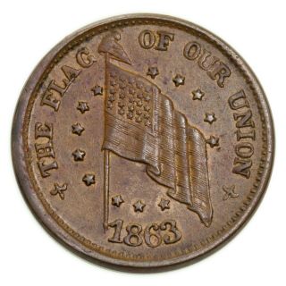 1863 Civil War Token The Flag Of Our Union Patriotic F - 206/323,  Xf