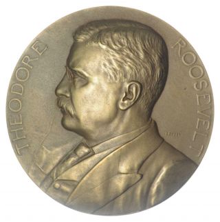 Large 3 " Theodore Roosevelt - Us Treasury Bronze Medal - Huge 898