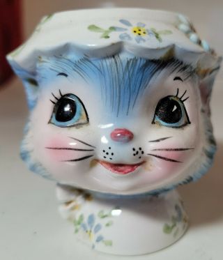 Vintage Lefton Miss Priss Kitty Egg Cup Made In Japan 1510 Some Damage