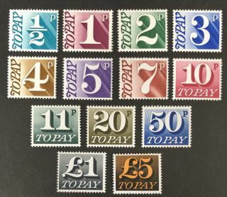 Gb 1970 Mnh Postage Dues To Pay Set Of 13 Sg D77 - D89 Uk P&p