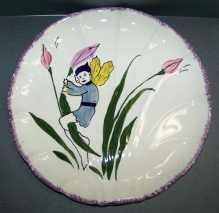 Blue Ridge Southern Potteries Hand Painted Pixie Flat Shell Bonbon Dish Plate