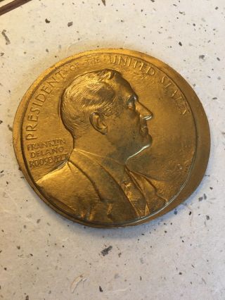 Large Franklin Delano Roosevelt 1945 Inaugurated President Medal Error Medal