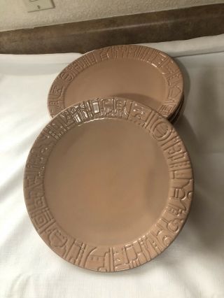 Frankoma Pottery 7 Fl Mayan Aztec 10” Dinner Plates | Set Of 4