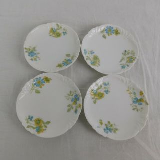 M Redon Limoges M R France Blue/yellow Flower Butter Pat No.  5069 3 - 1/2 " Qty 4