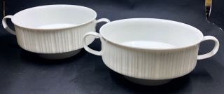 2 Rosenthal Variations White Cream Soup Bowls Handled Studio Line Germany 4.  5”