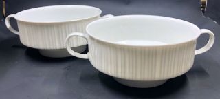 2 Rosenthal Variations White Cream Soup Bowls Handled Studio Line Germany 4.  5” 3