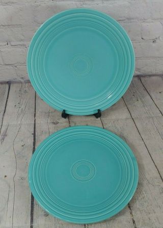 Set Of 2 Homer Laughlin China Fiesta Ware 9.  5 " Turquoise / Teal Blue Plate
