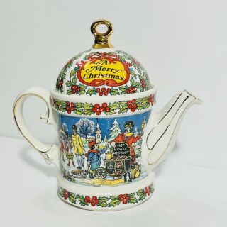 Vintage Sadler “a Merry Christmas” Holiday Teapot Design Made In England D30