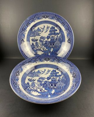 Pair (2) Churchill Blue Willow 9 " Vegetable Serving Bowl,  England