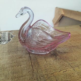 Fenton Art Glass Purple Lavender Swan Trinket Dish 95th Anniversary
