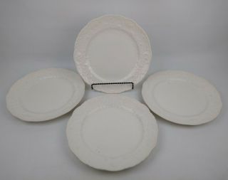 Set Of 4 Steubenville Pope Gosser Rose Point 10.  25  Dinner Plates Solid White