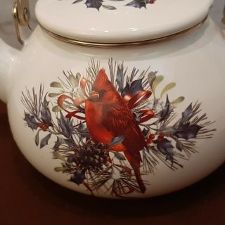 Lenox Winter Greetings: Cardinal Tea Kettle/ Teapot/ Tea Pot Enamel