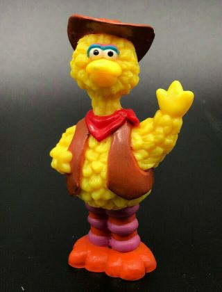 Vintage Cowboy Big Bird Waving Jhp Pvc Muppets Sesame Street Vest Hat Western