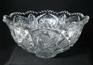 Eapg Imperial Glass Whirling Star Punch Bowl (13 3/4 " Dia)
