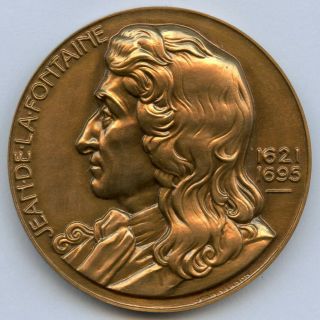 France Jean De La Fontaine Fables Bronze Art Medal By Vernon 41mm 39gr