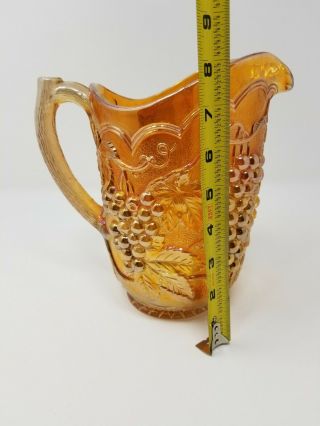Vintage Carnival Imperial Glass Pitcher Marigold Grape & Cable