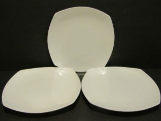 Fitz & Floyd Everyday Bone China Nevaeh White Set Of 3 Square Salad Plates 8.  25 "